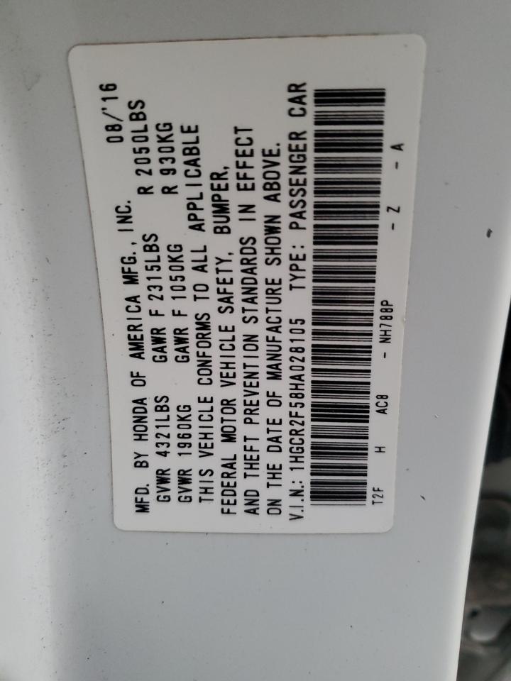 2017 Honda Accord Sport VIN: 1HGCR2F58HA028105 Lot: 86406615