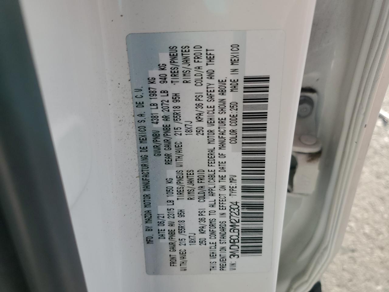 2021 Mazda Cx-30 Preferred VIN: 3MVDMBCL6MM272304 Lot: 84521205
