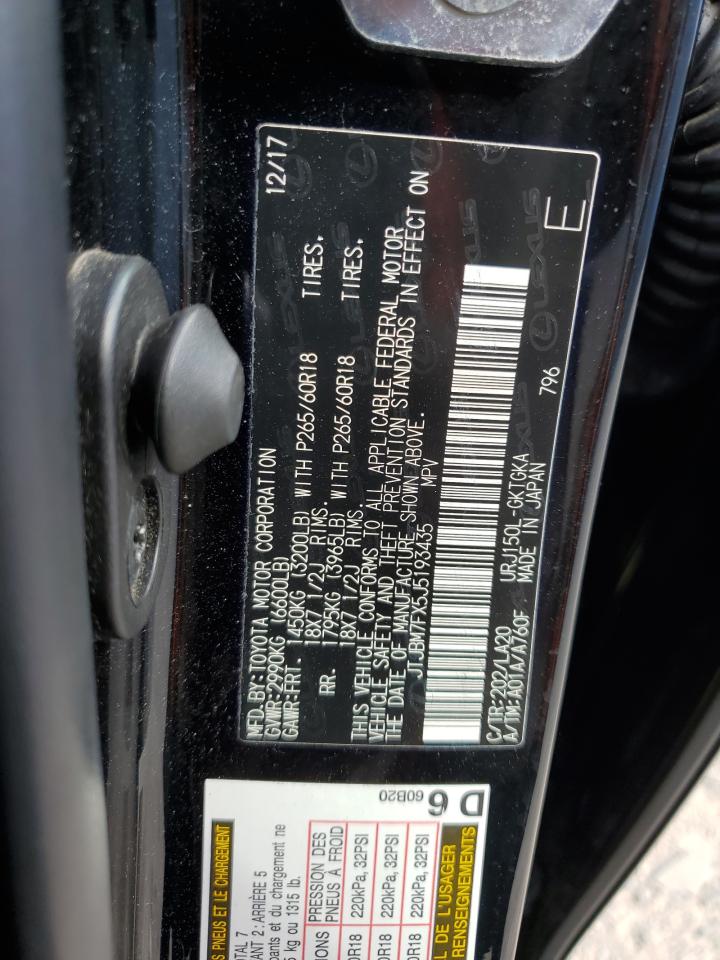 2018 Lexus Gx 460 VIN: JTJBM7FX5J5193435 Lot: 84415245
