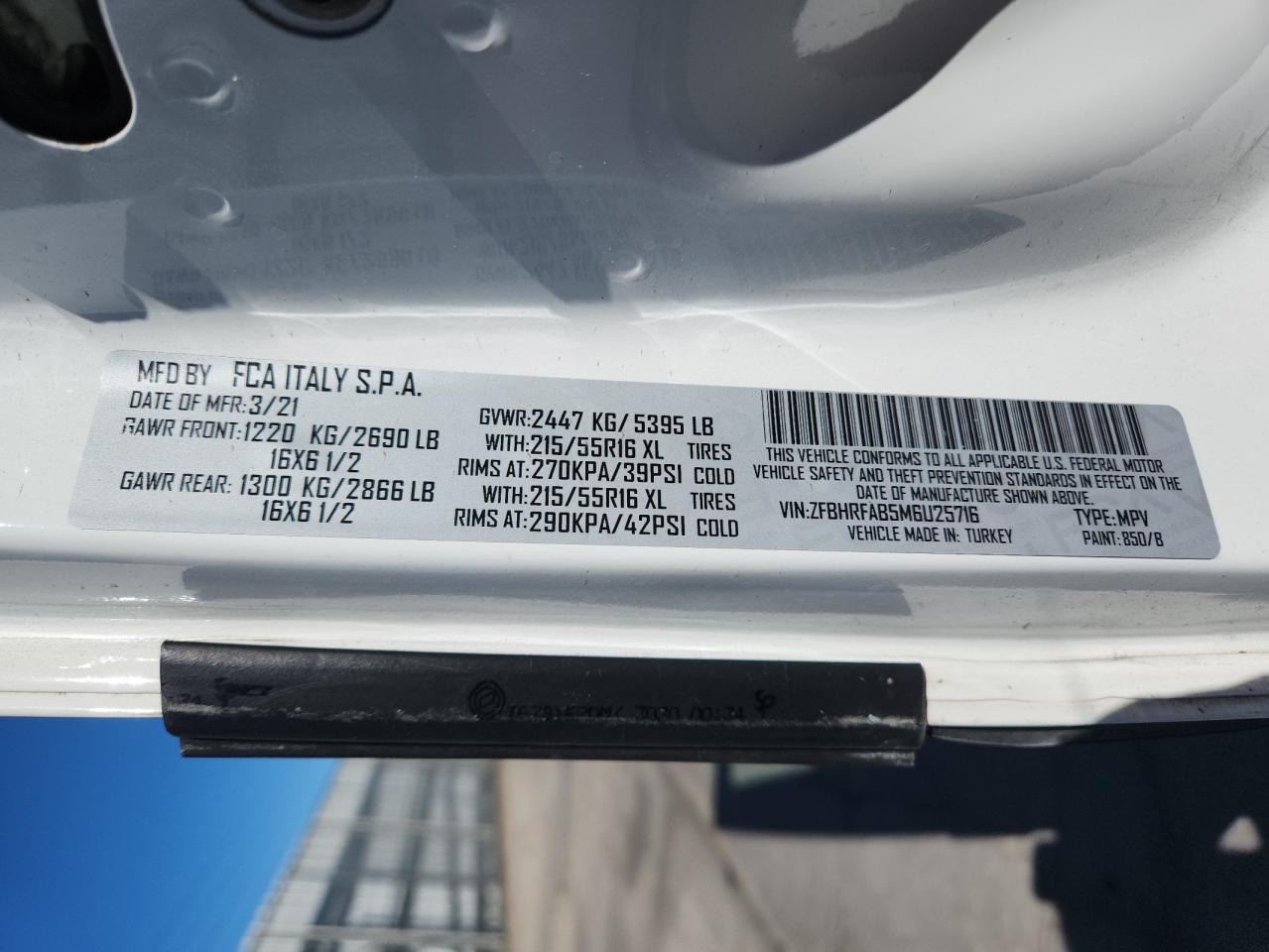 2021 Ram Promaster City VIN: ZFBHRFAB5M6U25716 Lot: 90606125