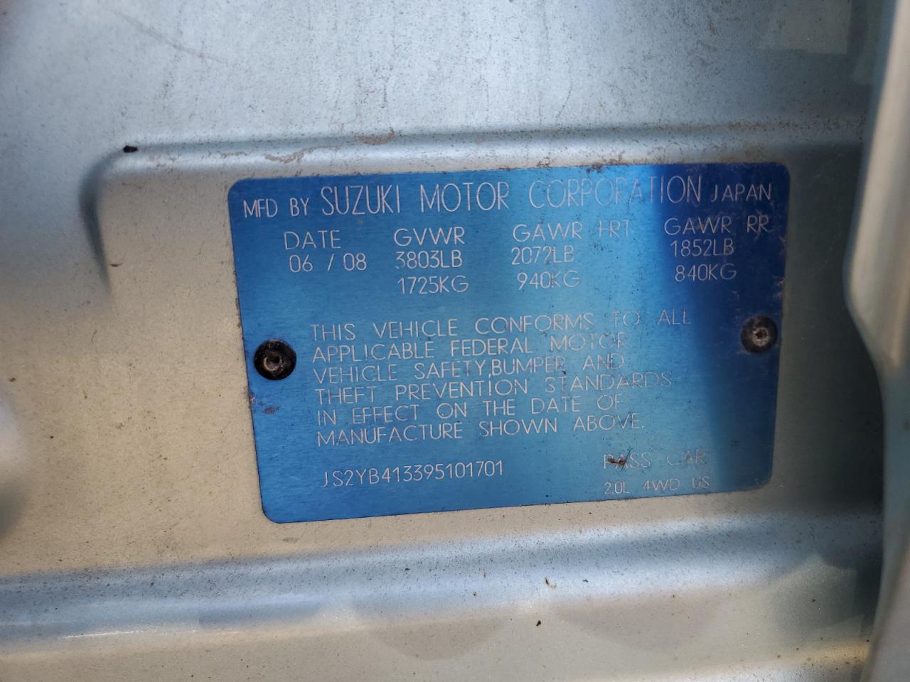 2009 Suzuki Sx4 Technology VIN: JS2YB413395101701 Lot: 81926035