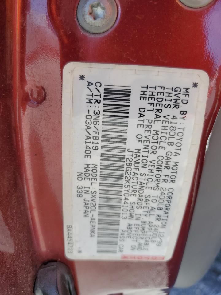 2000 Toyota Camry Ce VIN: JT2BG22K5Y0441013 Lot: 84881445