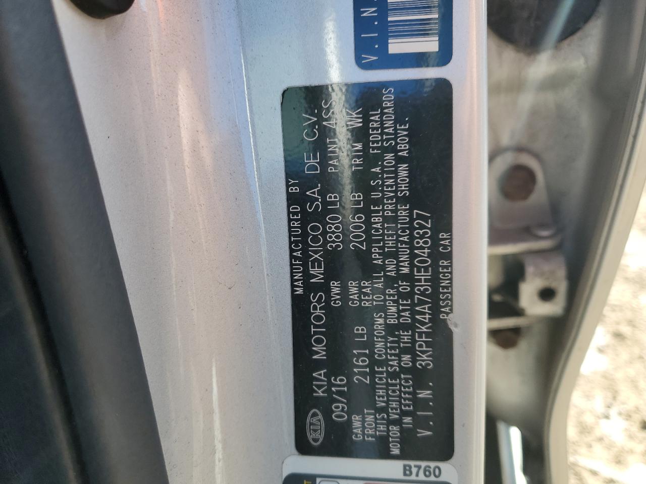 2017 Kia Forte Lx VIN: 3KPFK4A73HE048327 Lot: 90664775