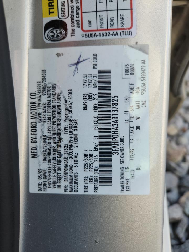 2010 Ford Fusion Se VIN: 3FAHP0HA3AR137825 Lot: 90873165