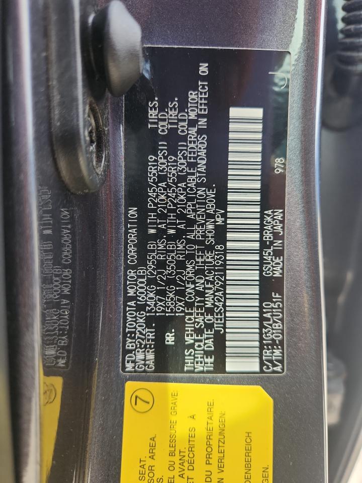 2009 Toyota Highlander Limited VIN: JTEES42A792119318 Lot: 86119075