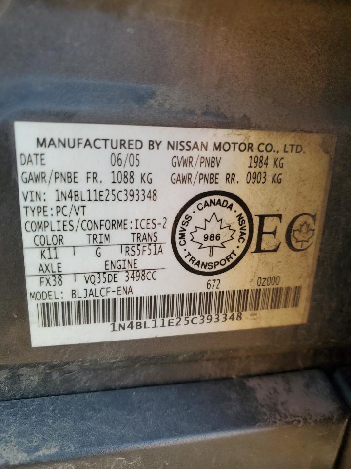 2005 Nissan Altima Se VIN: 1N4BL11E25C393348 Lot: 85096715