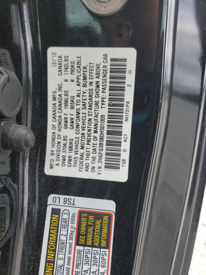 2013 Honda Civic Lx VIN: 2HGFG3B58DH501009 Lot: 86112575