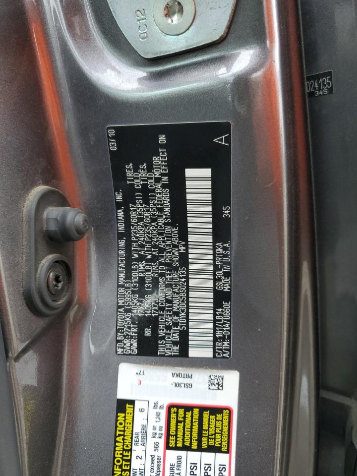 2011 Toyota Sienna Xle VIN: 5TDYK3DC5BS024135 Lot: 85577675