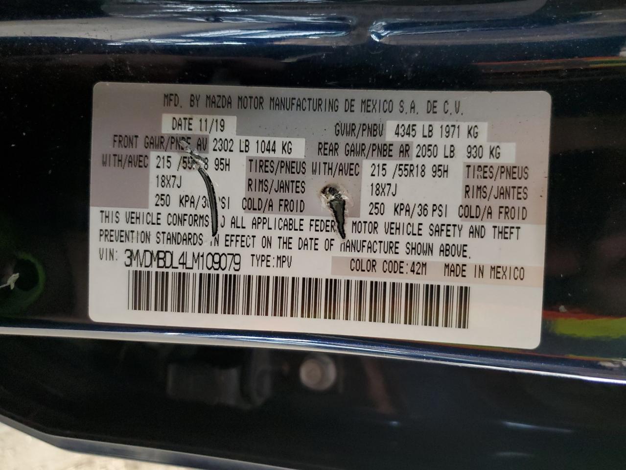 2020 Mazda Cx-30 Preferred VIN: 3MVDMBDL4LM109079 Lot: 86106785