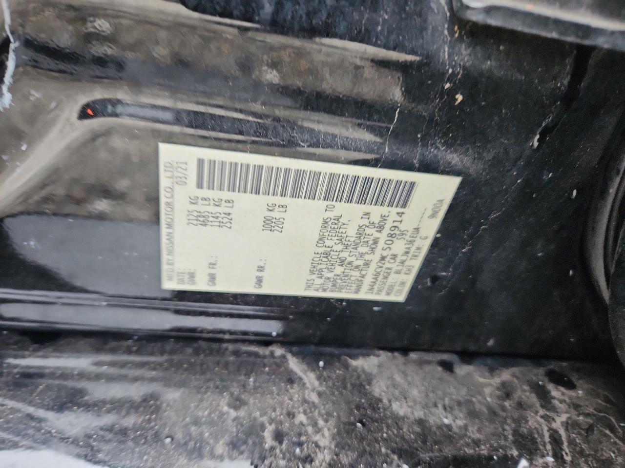 2021 Nissan Maxima Sv VIN: 1N4AA6CV2MC508914 Lot: 90397905