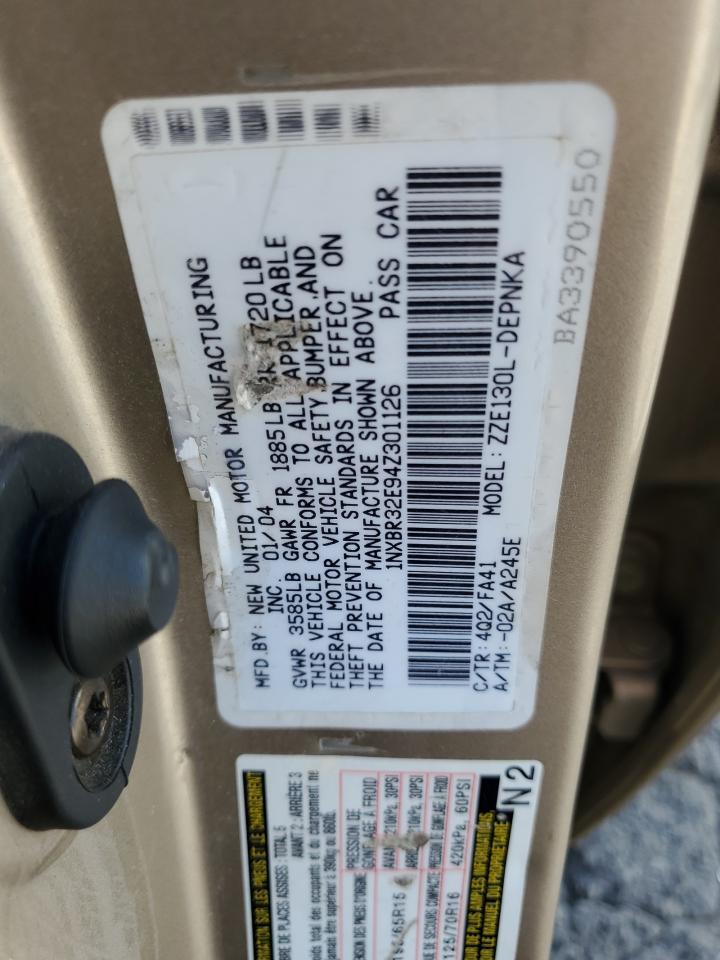 2004 Toyota Corolla Ce VIN: 1NXBR32E94Z301126 Lot: 87467835