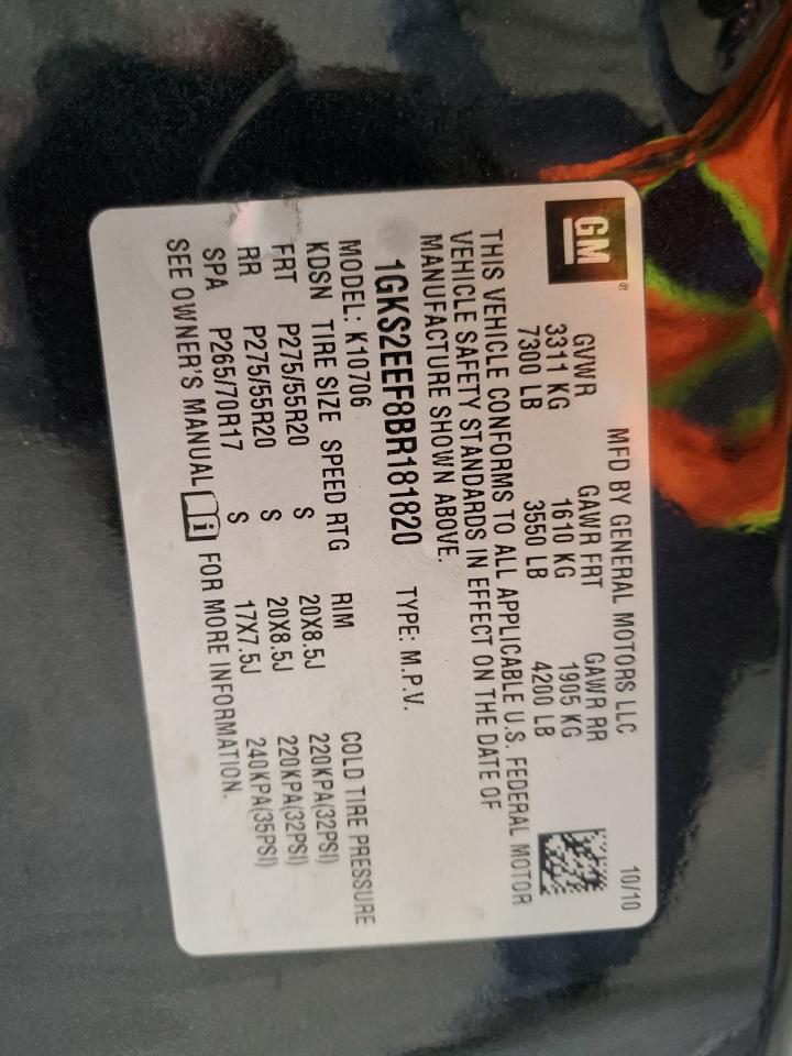 2011 GMC Yukon Denali VIN: 1GKS2EEF8BR181820 Lot: 90120185