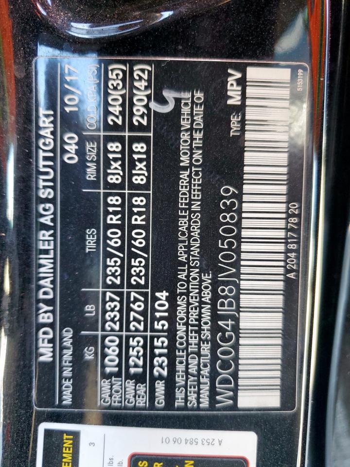 2018 Mercedes-Benz Glc 300 VIN: WDC0G4JB8JV050839 Lot: 90357535