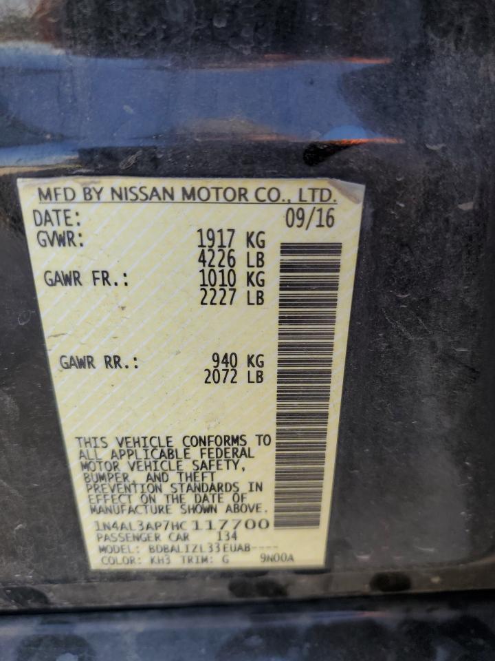 2017 Nissan Altima 2.5 VIN: 1N4AL3AP7HC117700 Lot: 82764495