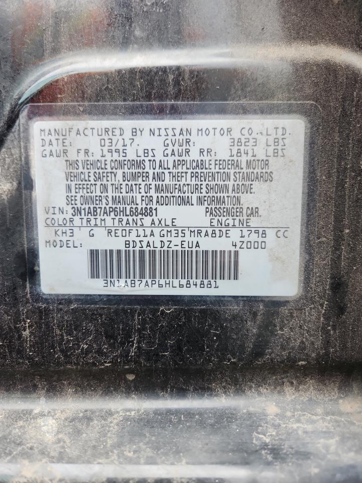 2017 Nissan Sentra S VIN: 3N1AB7AP6HL684881 Lot: 82598505