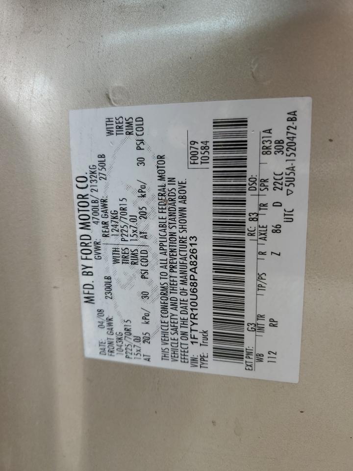 2008 Ford Ranger VIN: 1FTYR10U68PA82613 Lot: 86508735