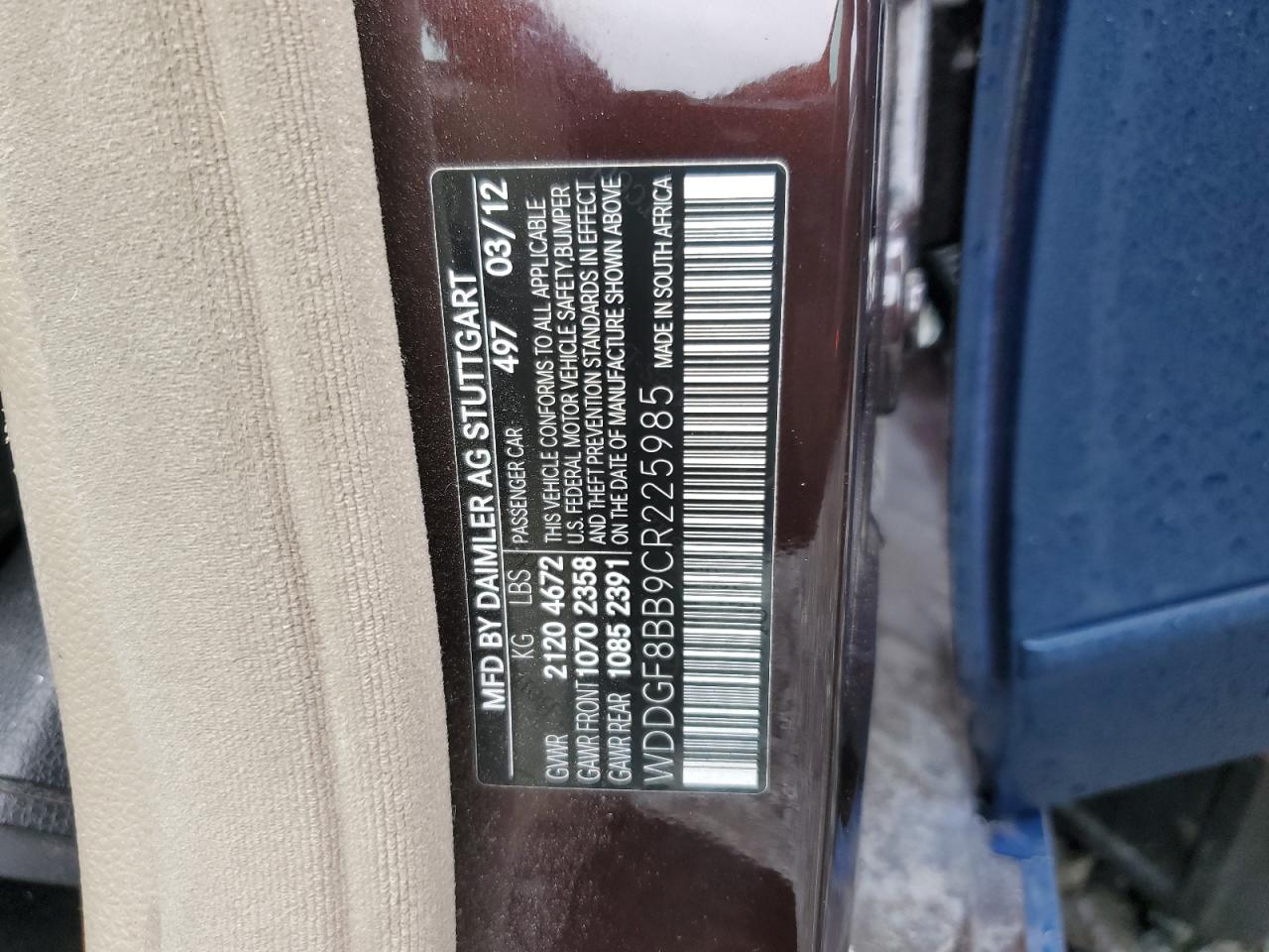 2012 Mercedes-Benz C 300 4Matic VIN: WDDGF8BB9CR225985 Lot: 86149045