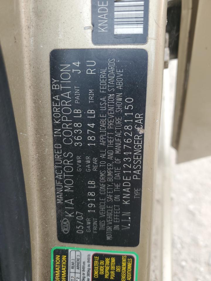 2007 Kia Rio Base VIN: KNADE123176281150 Lot: 86317405