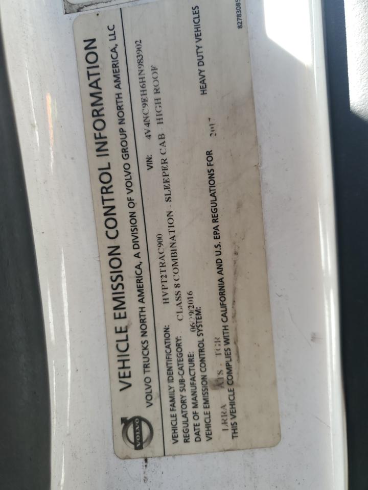 2017 Volvo Vn Vnl - Semi Truck VIN: 4V4NC9EH6HN983902 Lot: 83819885