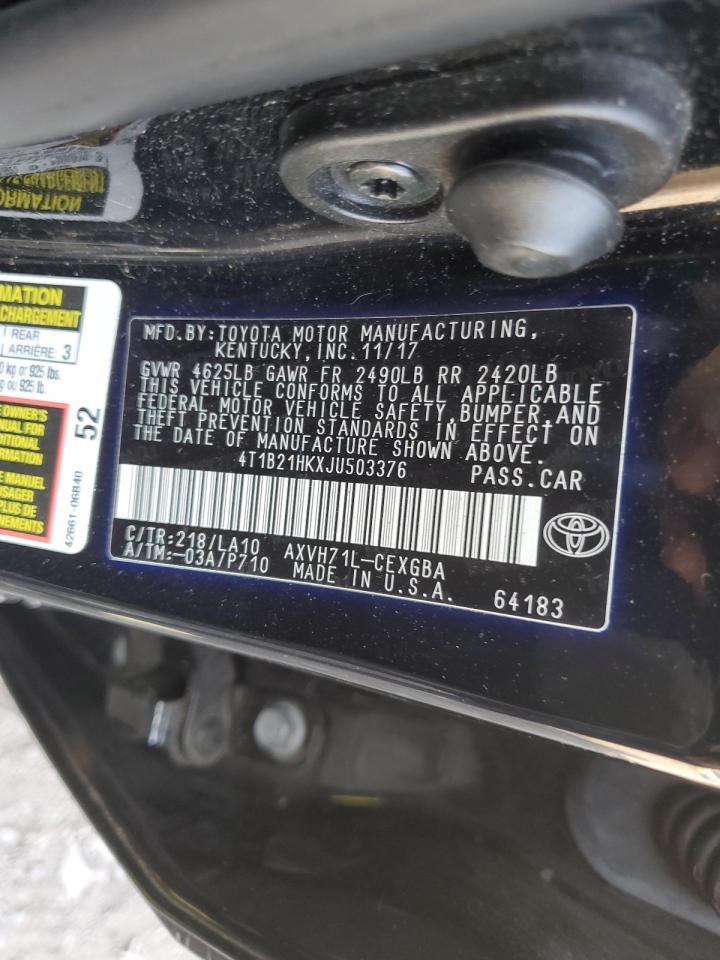 2018 Toyota Camry Hybrid VIN: 4T1B21HKXJU503376 Lot: 81962045