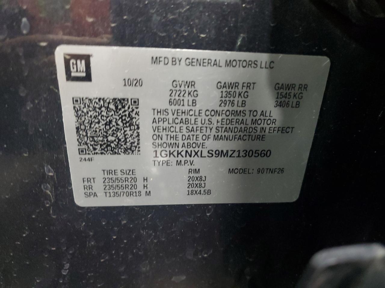 2021 GMC Acadia Denali VIN: 1GKKNXLS9MZ130560 Lot: 84967465