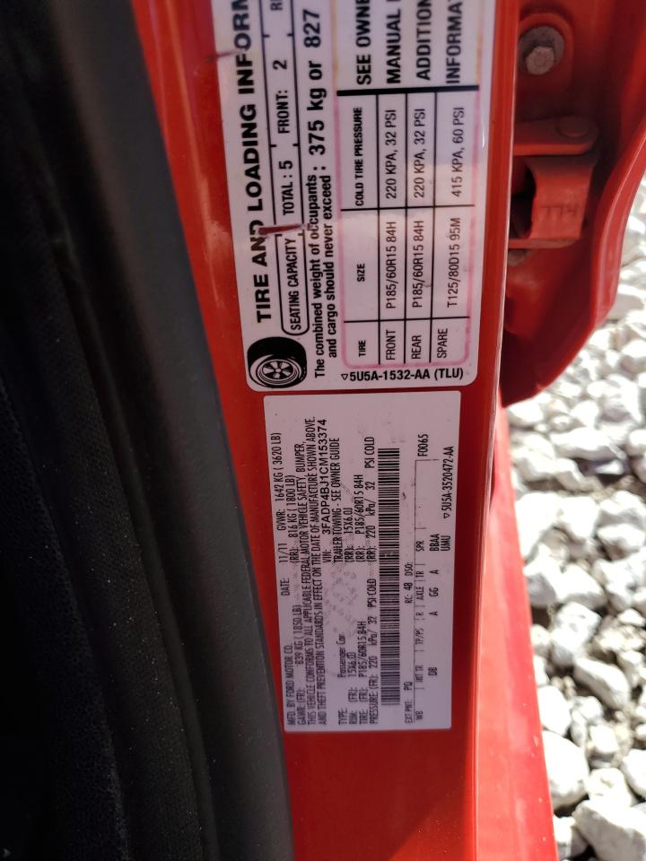 2012 Ford Fiesta Se VIN: 3FADP4BJ1CM153374 Lot: 86619085