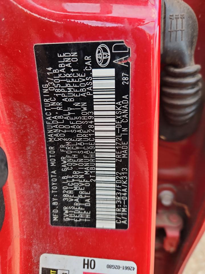 2014 Toyota Corolla L VIN: 2T1BURHE9EC128493 Lot: 82196095