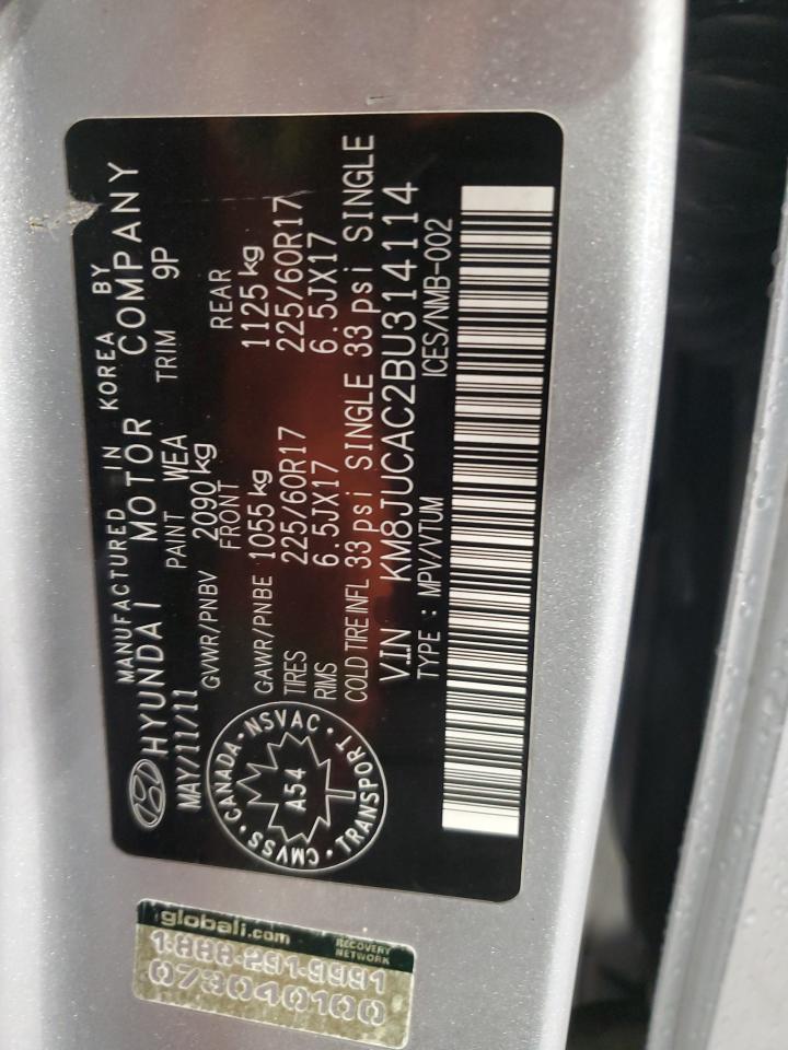 2011 Hyundai Tucson Gls VIN: KM8JUCAC2BU314114 Lot: 85699935