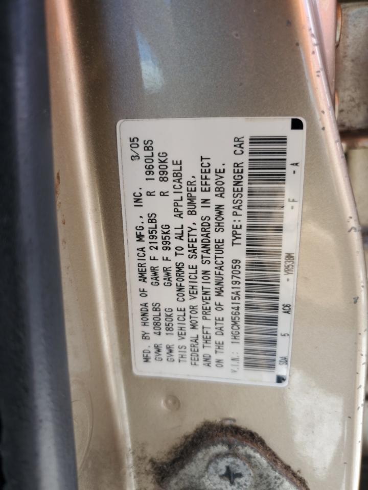 2005 Honda Accord Lx VIN: 1HGCM56415A197059 Lot: 85343785