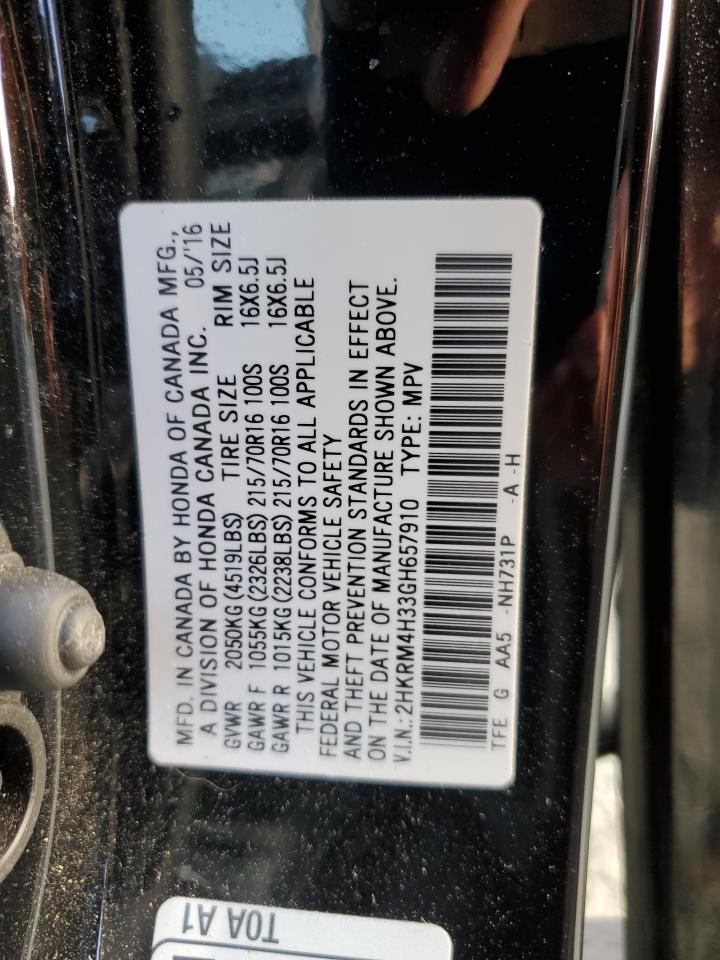 2016 Honda Cr-V Lx VIN: 2HKRM4H33GH657910 Lot: 84872055