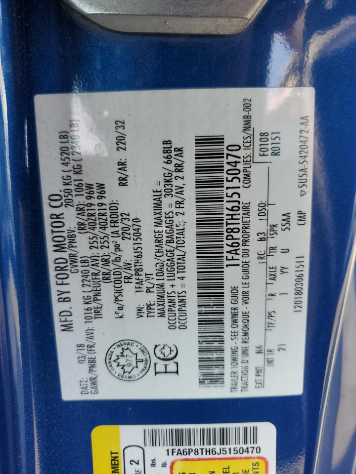 2018 Ford Mustang VIN: 1FA6P8TH6J5150470 Lot: 85759775