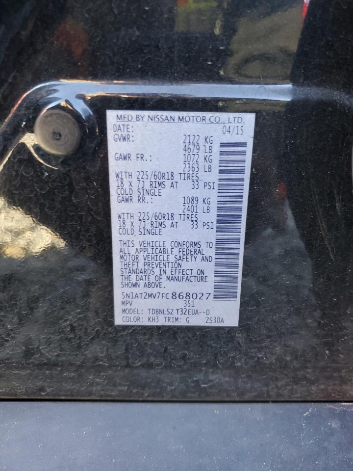 2015 Nissan Rogue S VIN: 5N1AT2MV7FC868027 Lot: 81984995