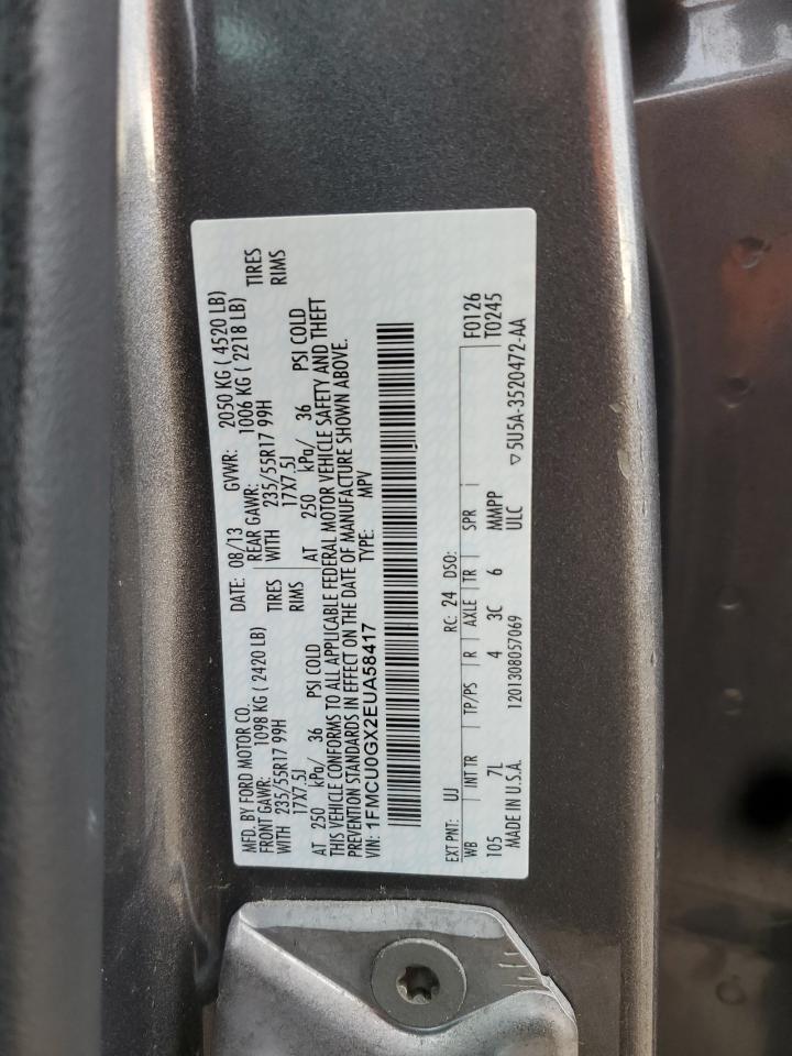 2014 Ford Escape Se VIN: 1FMCU0GX2EUA58417 Lot: 86505265