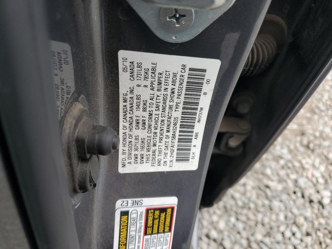 2010 Honda Civic Lx VIN: 2HGFA1F58AH324635 Lot: 82307575