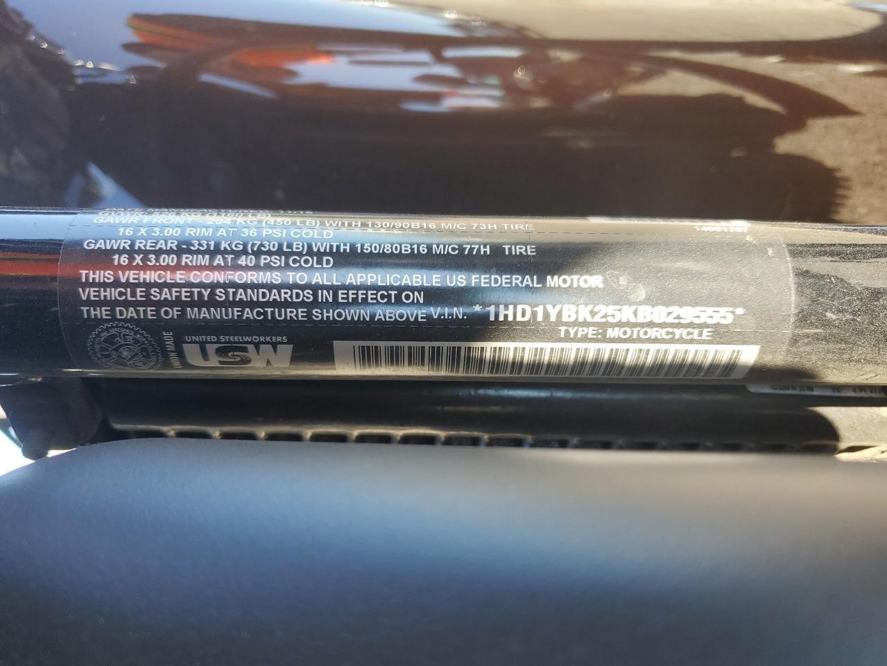 2019 Harley-Davidson Flhcs VIN: 1HD1YBK25KB029555 Lot: 85886775