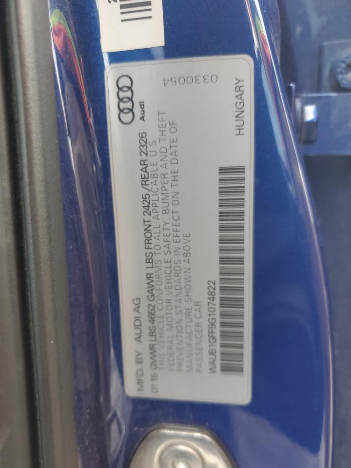 2016 Audi S3 Premium Plus VIN: WAUB1GFF9G1074822 Lot: 90224635