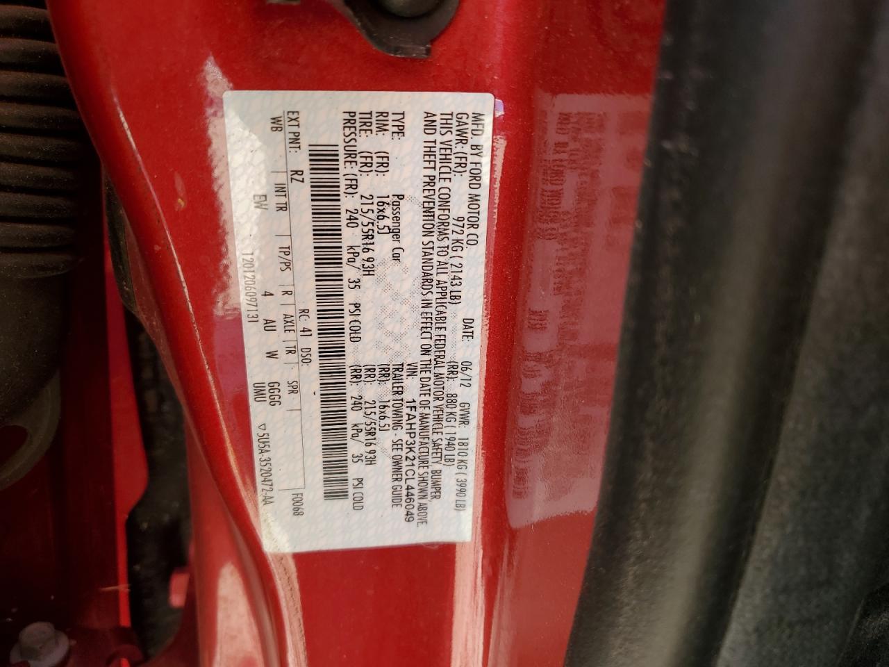 2012 Ford Focus Se VIN: 1FAHP3K21CL446049 Lot: 81966985