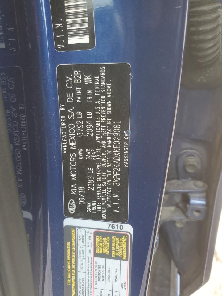 2019 Kia Forte Fe VIN: 3KPF24ADXKE029061 Lot: 85959095