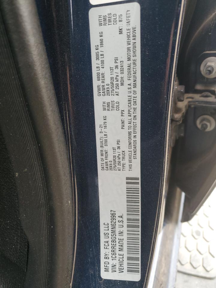 2021 Ram 1500 Big Horn/Lone Star VIN: 1C6RREBG5MN629967 Lot: 89622425