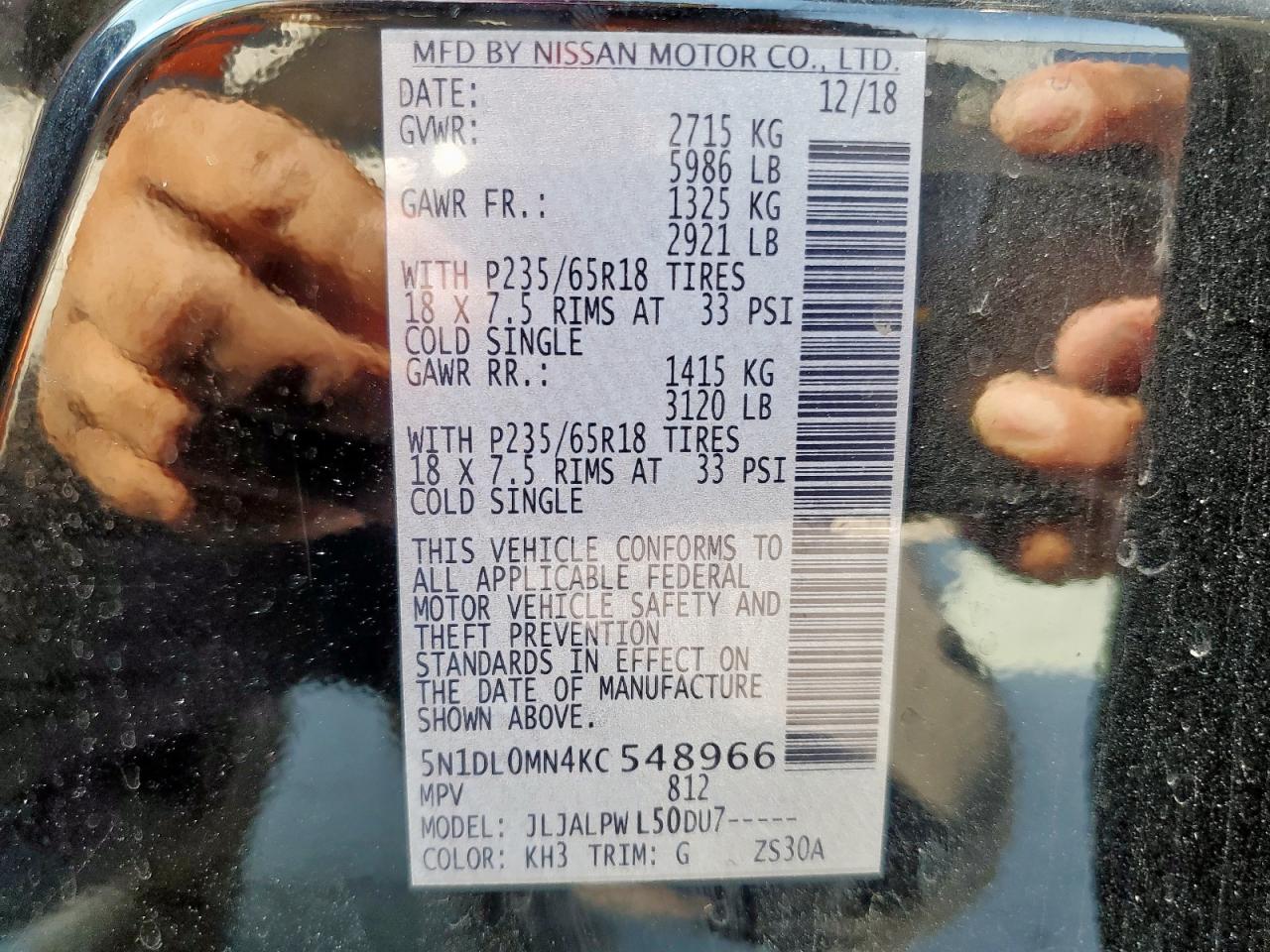 2019 Infiniti Qx60 Luxe VIN: 5N1DL0MN4KC548966 Lot: 86786495