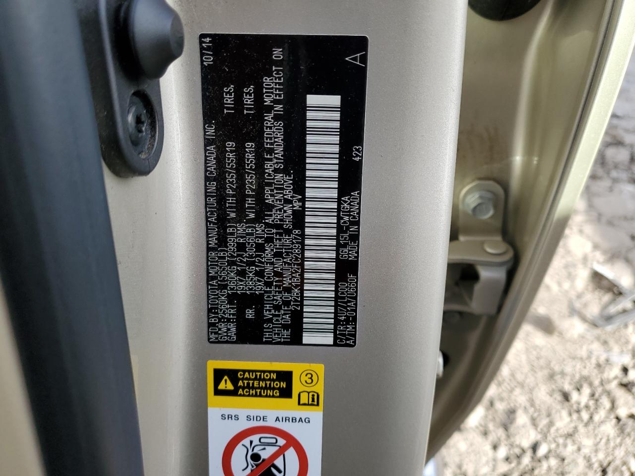 2015 Lexus Rx 350 Base VIN: 2T2BK1BA2FC289178 Lot: 90240145