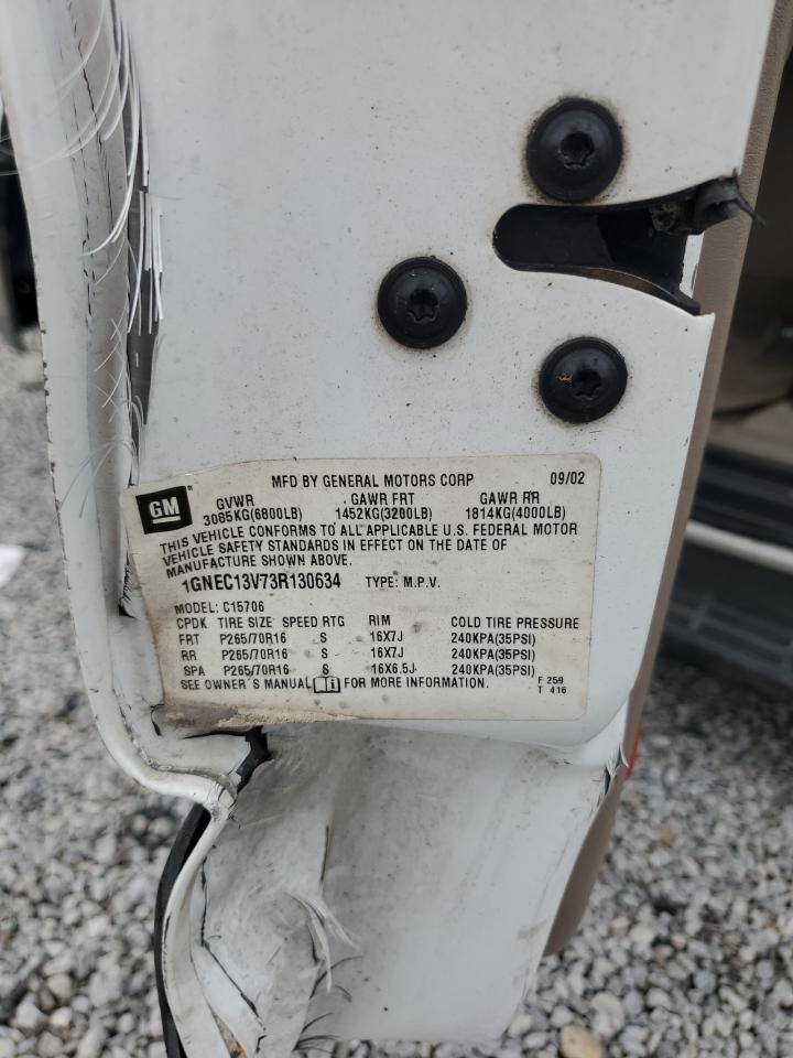 2003 Chevrolet Tahoe C1500 VIN: 1GNEC13V73R130634 Lot: 85278575