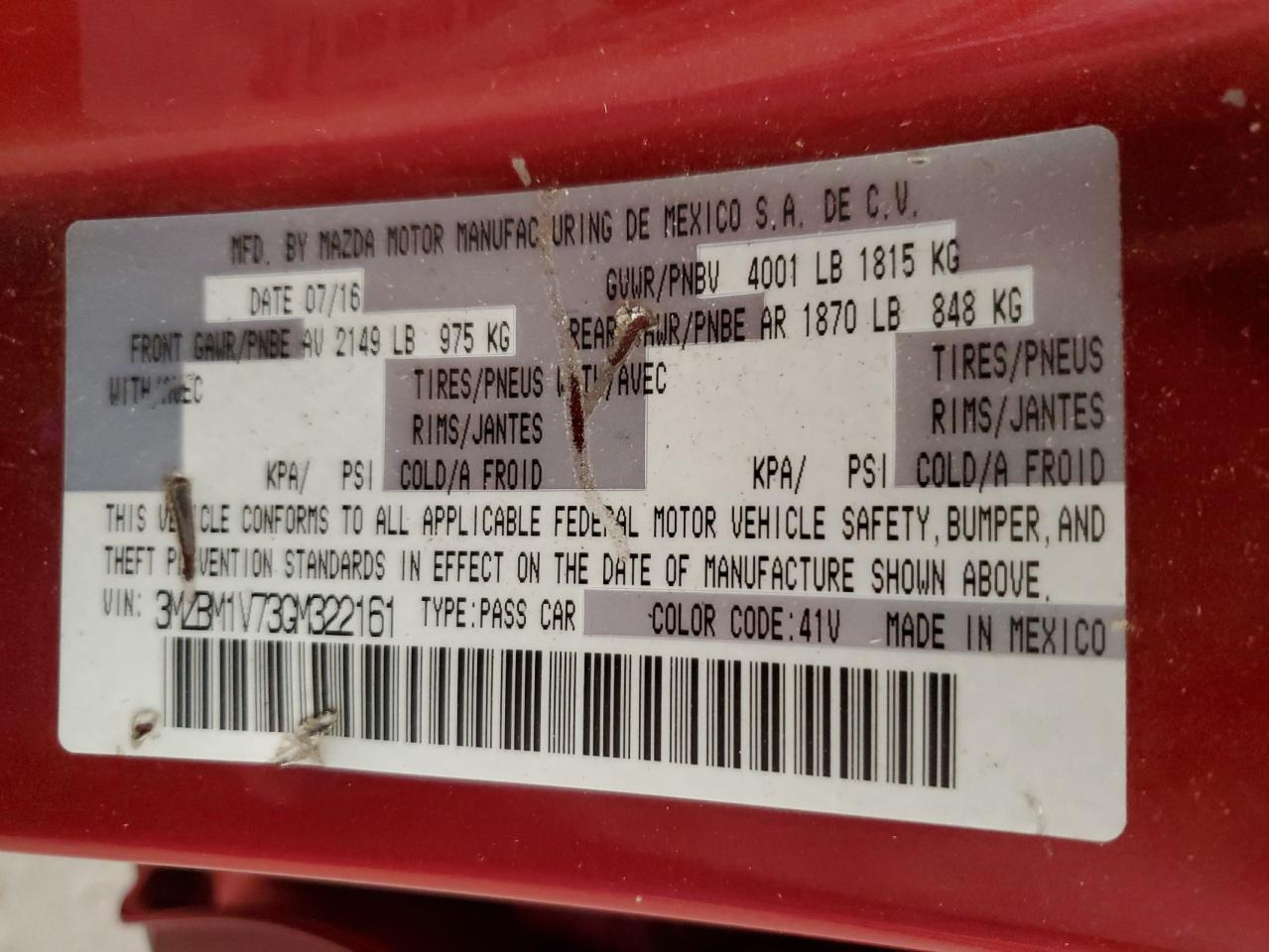 2016 Mazda 3 Touring VIN: 3MZBM1V73GM322161 Lot: 89492165