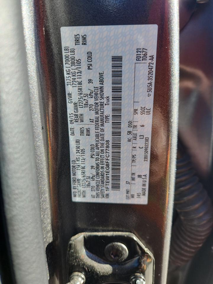 2015 Ford F150 Supercrew VIN: 1FTEW1EG8FFC77808 Lot: 85324445