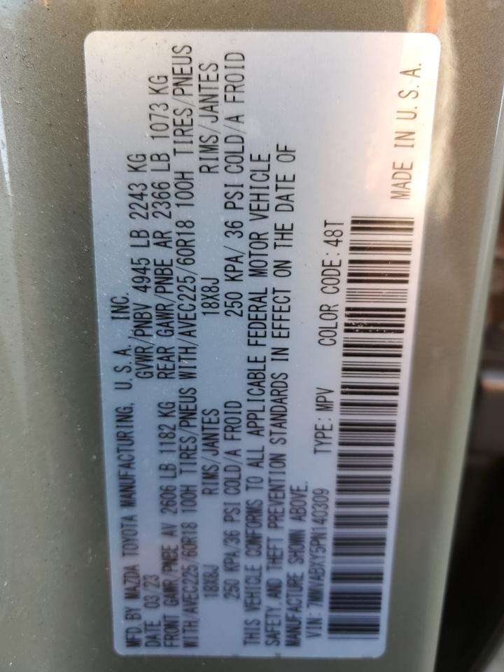 2023 Mazda Cx-50 Base VIN: 7MMVABXY5PN140309 Lot: 85725405