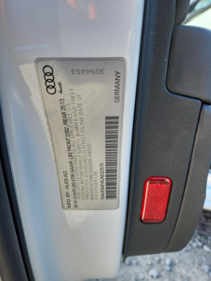 2018 Audi A4 Premium Plus VIN: WAUENAF46JN020570 Lot: 85387975