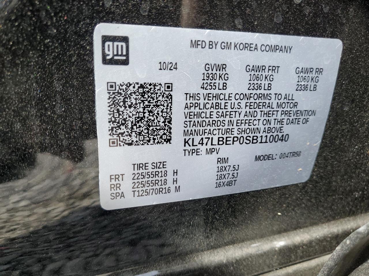 2025 Buick Envista Sport Touring VIN: KL47LBEP0SB110040 Lot: 85337875