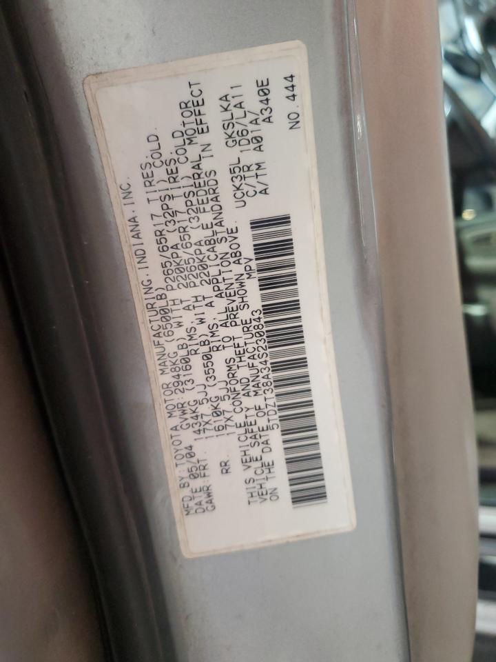 2004 Toyota Sequoia Limited VIN: 5TDZT38A34S230843 Lot: 89505465