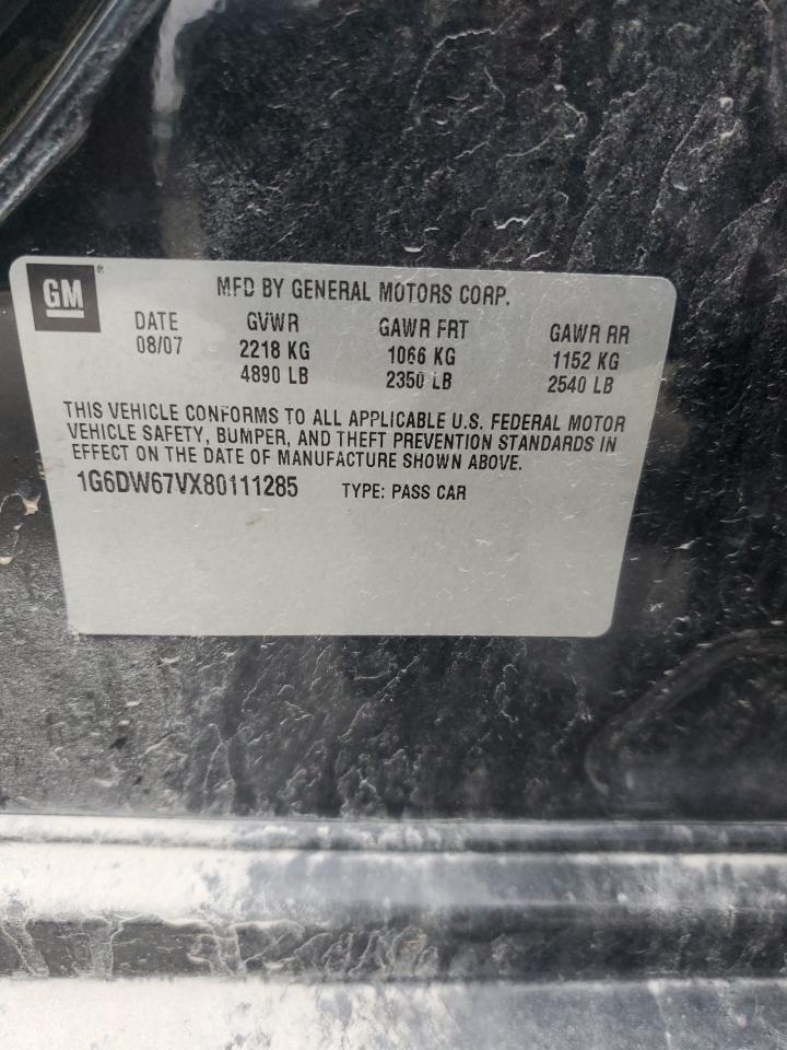 2008 Cadillac Sts VIN: 1G6DW67VX80111285 Lot: 90447335