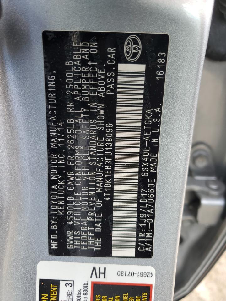 2015 Toyota Avalon Xle VIN: 4T1BK1EB3FU138096 Lot: 90659705